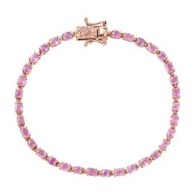 D’joy Ilakaka Rosa Saphir (Fissure gefüllt) Armband ca. 19 cm 925 Silber 750 Roségold Vermeil ca. 7,08 ct.