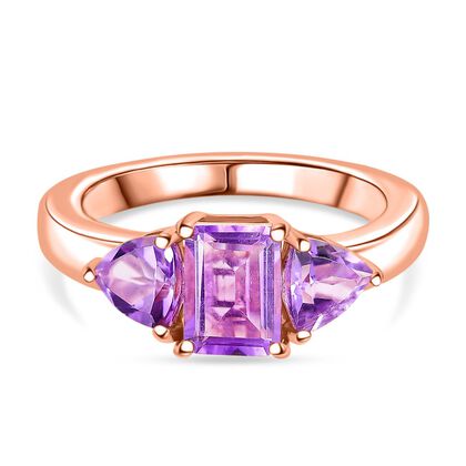 D'Joy AAA Rose De France Amethyst Ring 925 Silber 750 ros&eacute;vergoldet (Gr&ouml;&szlig;e 18.00) ca. 1,74 ct