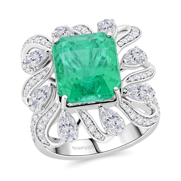 Chairman's Vault Collection - zertifiziert und gepr&uuml;ft RHAPSODY AAAA &Auml;thiopischer Smaragd und VS Diamant Ring in 950 Platin - 9,30 ct. image number 3