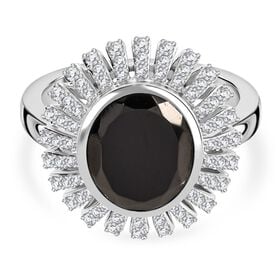 D'Joy Elite Shungit, Weißer Zirkon Ring 925 Silber rhodiniert (Größe 17.00) ca. 3,64 ct