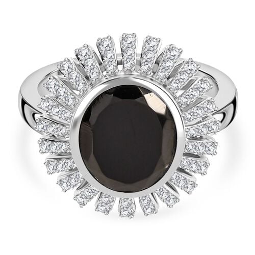D'Joy Elite Shungit, Weißer Zirkon Ring 925 Silber rhodiniert (Größe 17.00) ca. 3,64 ct image number 0