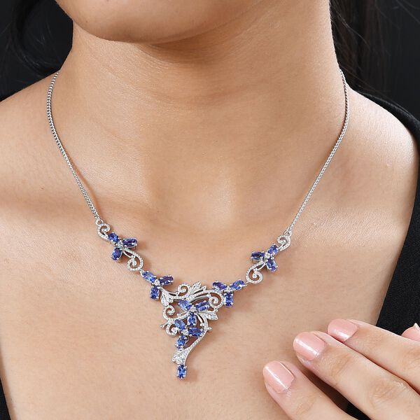 AAA Tansanit und Zirkon Halskette, 45 cm - 5,02 ct. image number 8