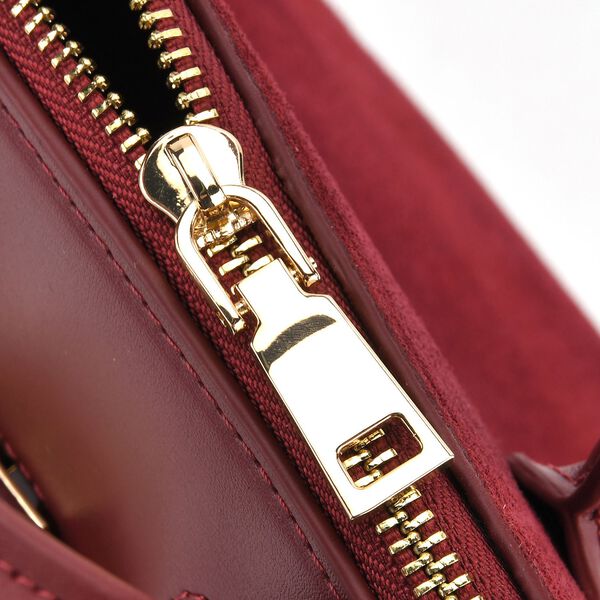 Grand Pelle Echtleder Citybag mit Reißverschluss und Schlossoptik 30 x 16 x 23 cm Burgunder image number 7