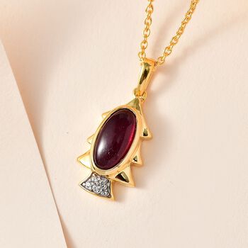 Afrikanischer Rubin (Fissure gef&uuml;llt), Kanchanaburi Blauer Saphir Anh&auml;nger mit Kette ca. 45 cm, 925 Silber Gelbgold Vermeil ca. 3.76 ct