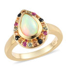 Natürlicher Äthiopischer Opal und Mehrfarbig Saphir Ring 925 Silber vergoldet  ca. 1,37 ct image number 3