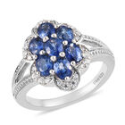 Blauer Ceylon-Saphir und Zirkon Ring 925 Silber platiniert (Größe 16.00) ca. 1,79 ct image number 3