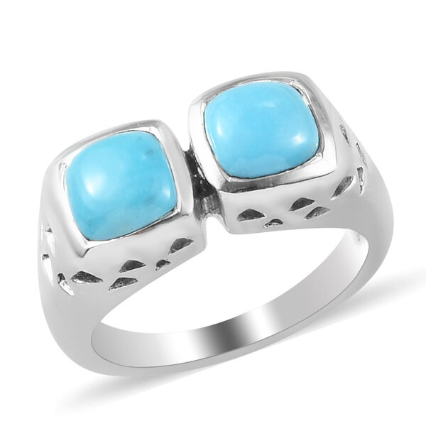 Nat&uuml;rlicher Sleeping Beauty T&uuml;rkis Ring 925 Silber Platin-&Uuml;berzug image number 4