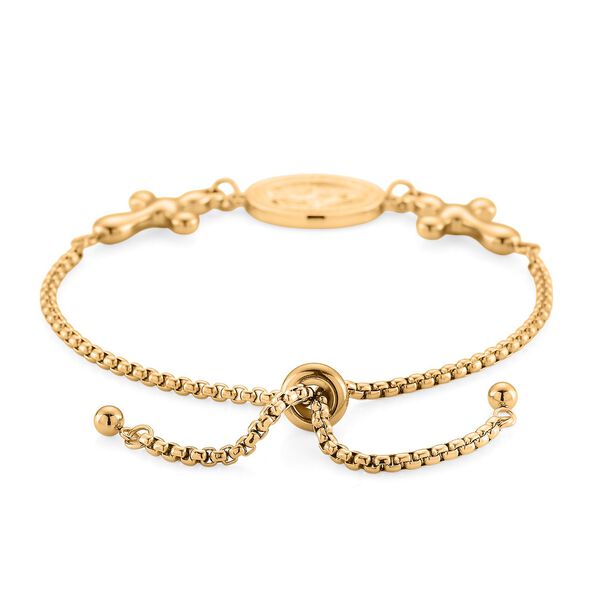Medaille-Armband mit Kreuzanh&auml;ngern, flexibel, Reiner Edelstahl, goldfarben image number 3