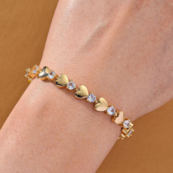 Wei&szlig;er Kristall Armband ca. 19 cm, goldfarben image number 2