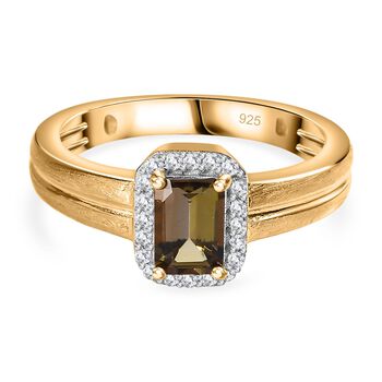 AA nat&uuml;rlicher goldener Tansanit und Moissanit Ring - 0,73 ct.