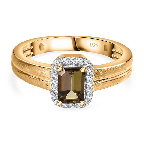 AA nat&uuml;rlicher goldener Tansanit und Moissanit Ring - 0,73 ct.