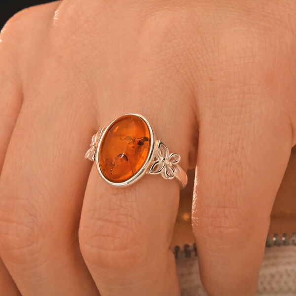 Flexibler Bernstein Ring in 925 Silber image number 1