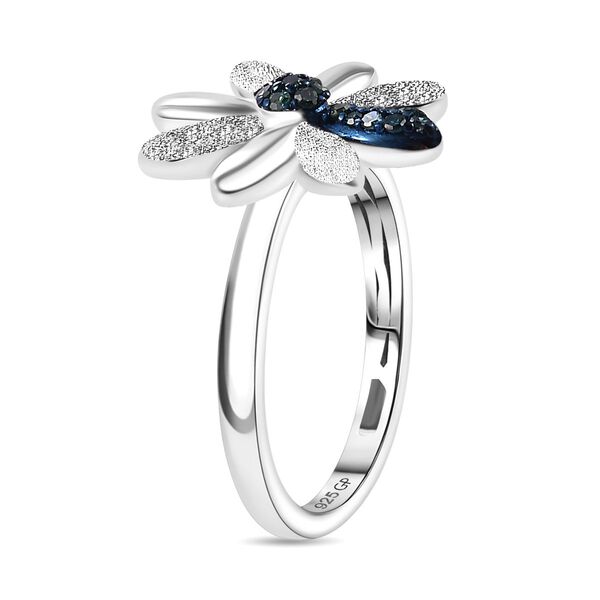 GP Italian Garden Kollektion - Blauer Diamant und Kanchanaburi blauer Saphir Ring, 925 Silber rhodiniert - 0,11 ct. image number 5