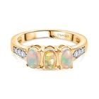 D joy AA Natürlicher, äthiopischer Welo Opal, Weißer Zirkon Ring 925 Silber 750 Gelb Vergoldet (Größe 18.00) ca. 1.03 ct