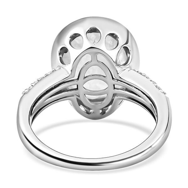 Premium Regenbogen Mondstein und weißer Zirkon-Ring, 925 Silber platiniert  ca. 4,70 ct image number 6