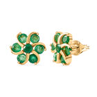 AA Kagem Sambischer Smaragd Ohrringe 925 Silber 750 Gelbgold Vermeil ca. 1.54 ct