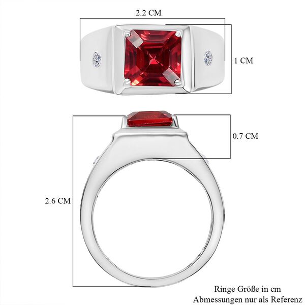 Lab Grown Padparadscha-Saphir , Lab Grown Diamant Ring 925 Silber rhodiniert (Größe 17.00) ca. 3.27 ct image number 7