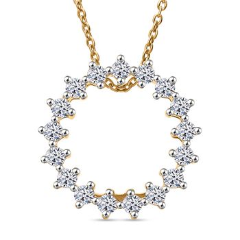 LUXURIANT DIAMOND - Lab Grown Diamant SI-GH Ohrringe und Anh&auml;nget mit Kette (ca. 50cm),  925 Silber Gelbgold Vermeil ca. 0.75 ct