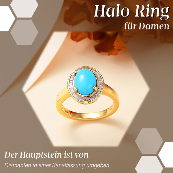 AAA Sleeping Beauty Türkis und Diamant Ring - 1,61 ct. image number 2