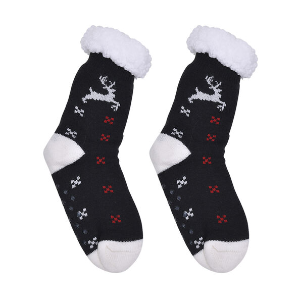 2er-Set W&auml;rmflasche mit Strickbezug, 2000ml und 1 Paar rutschfeste Haussocken mit Sherpa Futter, Einheitsgr&ouml;&szlig;e 18x32 cm&nbsp; image number 2