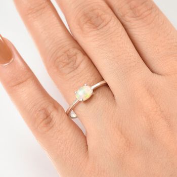 AA Nat&uuml;rlicher, &auml;thiopischer Welo Opal Ring 925 Silber (Gr&ouml;&szlig;e 18.00) ca. 0,53 ct