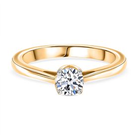 LUXURIANT DIAMOND - Lab Grown Diamant VS-EF SGL zertifiziert Ring 925 Silber Gelbgold Vermeil (Größe 20.00) ca. 0.50 ct