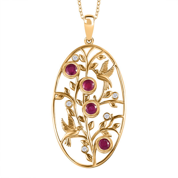 Afrikanischer Rubin und Zirkon-Anh&auml;nger mit 50cm Kette - 1 ct. image number 0