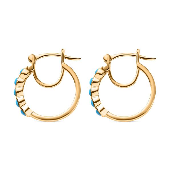 Amerikanische, nat&uuml;rliche Sleeping Beauty T&uuml;rkis Ohrringe, 925 Silber Gelbgold Vermeil ca. 0.88 ct image number 4