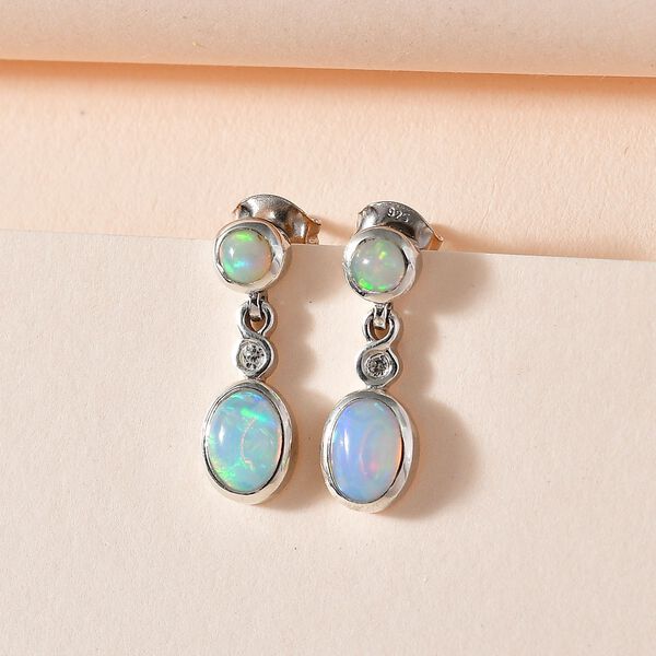 AA nat&uuml;rliche, &auml;thiopische Welo Opal und Zirkon-Ohrringe - 1,55 ct. image number 2