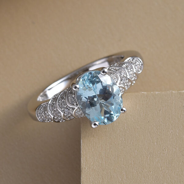 Espirito Santo Aquamarin und  Zirkon Ring, ca. 2,15 ct image number 2