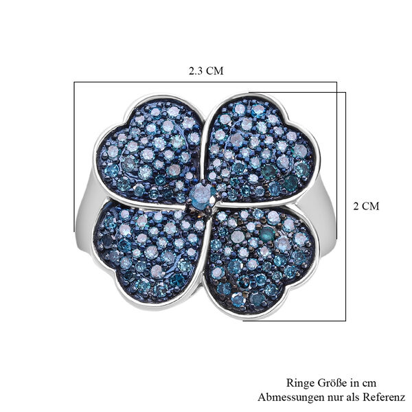 Blauer Diamant Ring, 925 Silber platiniert (Größe 21.00) ca. 1.00 ct image number 4