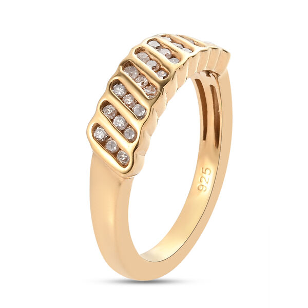 Weißer Diamant P Ring 925 Silber Vermeil YG ca. 0,33 ct. image number 5