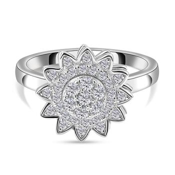 Wei&szlig;er Zirkonia Cluster-Ring, 925 Silber rhodiniert (Gr&ouml;&szlig;e 18.00) ca. 0.65 ct