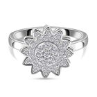 Weißer Zirkonia Cluster-Ring, 925 Silber rhodiniert (Größe 18.00) ca. 0.65 ct