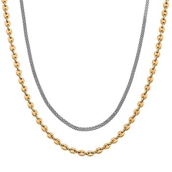 DESIGNER INSPIRIERT - 2er Fancy Ketten Set mit 5 cm Extender, Goldfarben und Silberfarben