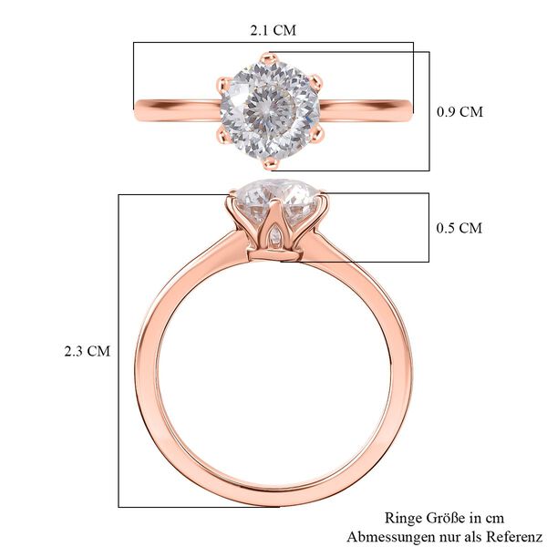 D'Joy Moissanit Ring, 925 Silber 750 Ros&eacute;gold Vermeil - 1,38 ct. image number 6