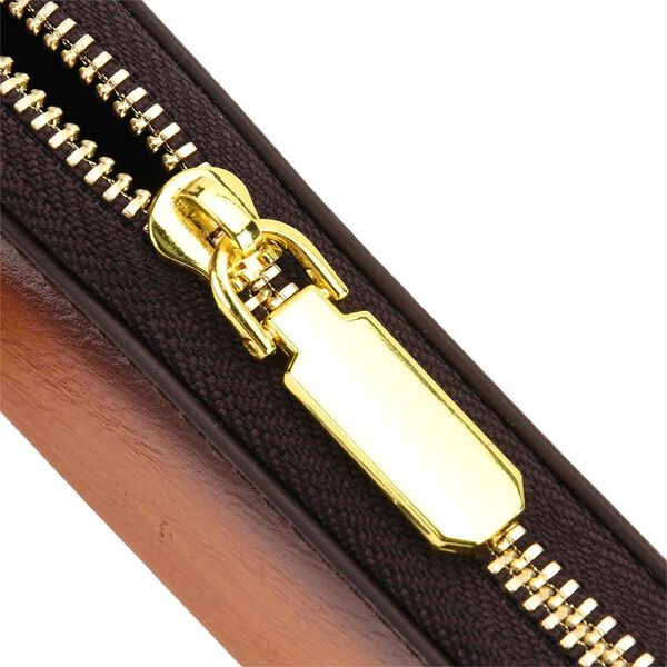 PU-Brieftasche mit geprägtem Blumenmuster, 19x2,5x10cm, Braun image number 6