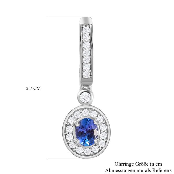 AAA Tansanit und Zirkon-Ohrh&auml;nger, 925 Silber platiniert, 1,27 ct image number 6