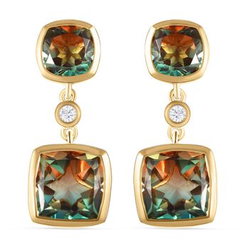 Aqua Terra Costa Quarz Triplett-Ohrringe, 925 Silber vergoldet ca. 12,76 ct