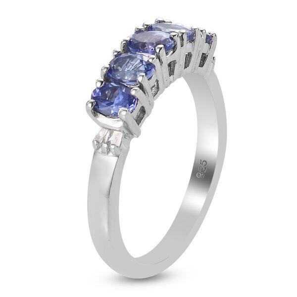AA Tansanit und Diamant 5 Stein Ring 925 Silber Platin-&Uuml;berzug image number 5