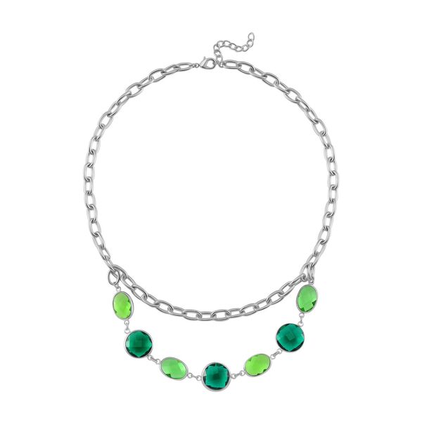 Grüne Kristall Glieder-Halskette, 52 cm image number 3