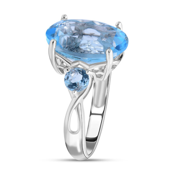 Himmelblauer Topas Ring, 925 Silber platiniert (Größe 16.00) ca. 7,74 ct image number 2