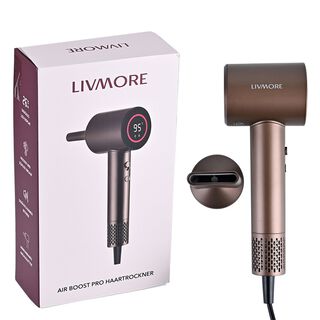 Profi Haartrockner Hochgeschwindigkeit, bürstenloser Motor, 110000 U min, Ionen Technologie, 360 Grad Magnet Aufsatz, 4 Heizstufen 3 Geschwindigkeiten, LED Ring, VDE Stecker, 1.7 m Kabel, 9.5 x 7.5 x 25 cm