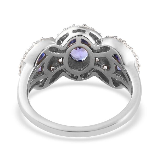 Tansanit und Zirkon Ring 925 Silber Platin-Überzug image number 6