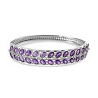 Afrikanischer Amethyst, weißer Zirkon Armreif, ca. 19 cm Edelstahl, ca. 12.20 ct