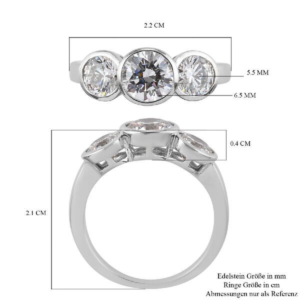 LUSTRO STELLA Hergestellt mit ZIRKONIA Ring 925 Silber Platin-&Uuml;berzug (Gr&ouml;&szlig;e 16.00) ca. 4,14 ct image number 6