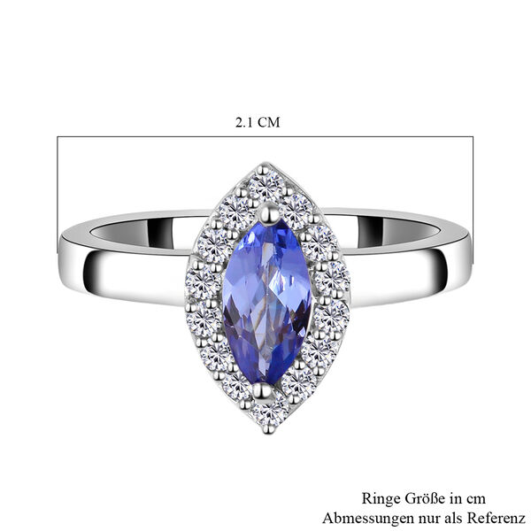 Tansanit und Zirkon-Ring, 925 Silber platiniert  ca. 1,24 ct image number 4