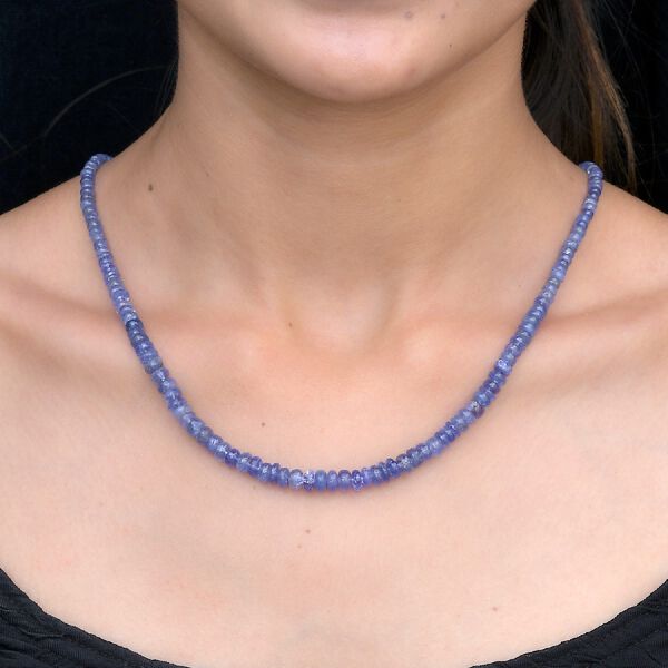 Tansanit-Halskette, ca. 45 cm lang, 925 Silber rhodiniert image number 2