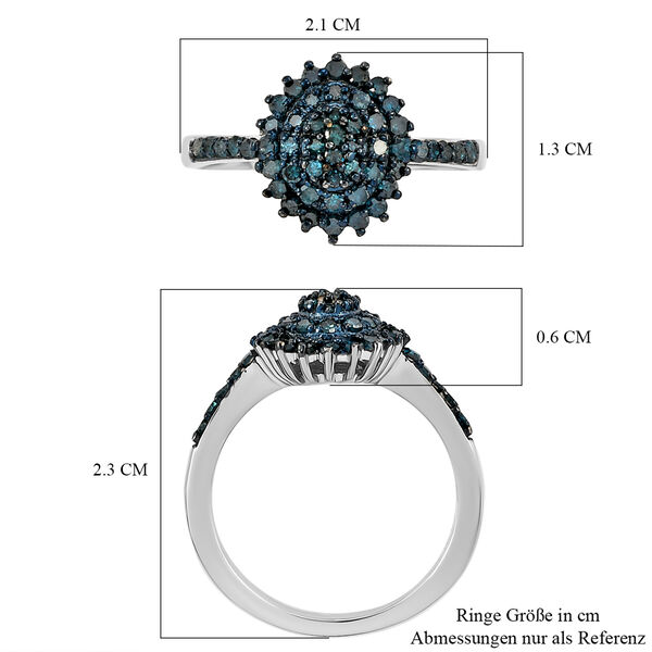 Blauer Diamant-Ring, 925 Silber platiniert  ca. 0,50 ct image number 8