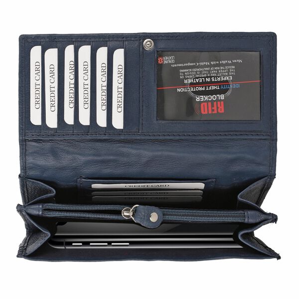 Moderne Geldb&ouml;rse aus 100% echtem Leder, Marineblau image number 7